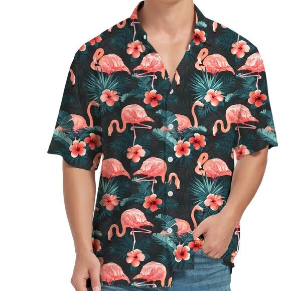 Caribbean Joe Other - Caribbean Joe Button Down Shirt Mens XL Black Flamingo Relaxed Tropical Casual